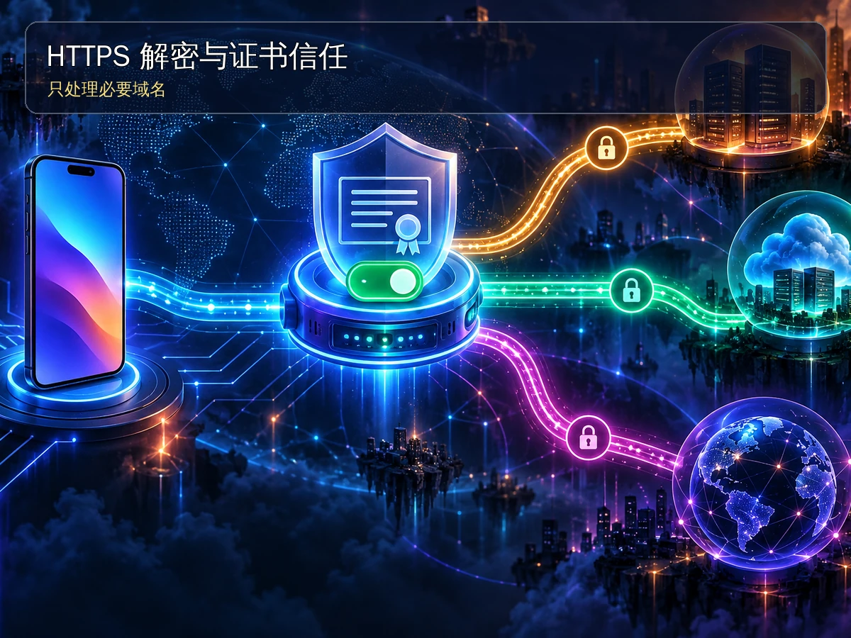 HTTPS 解密与证书信任：只处理必要域名