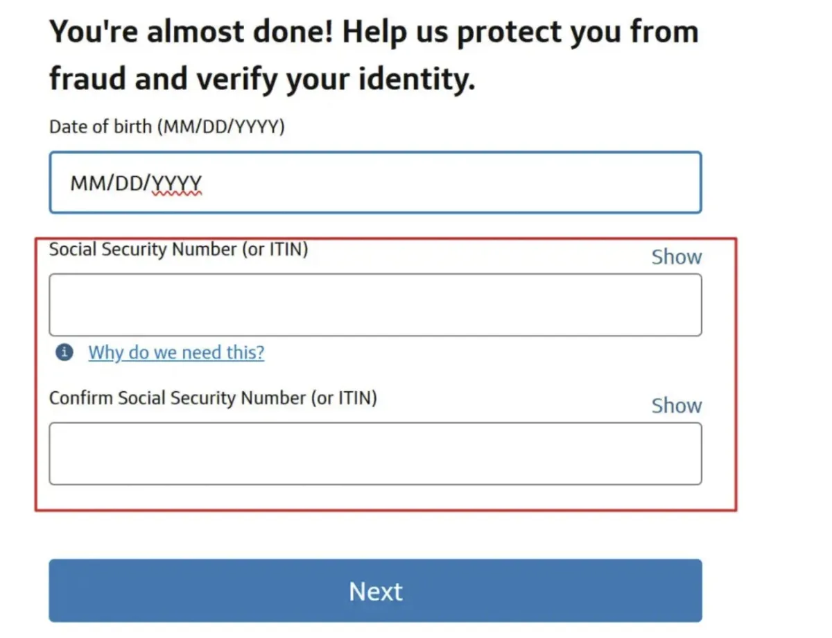 Capital One ITIN字段 Capital One 申请页的 SSN 或 ITIN 字段