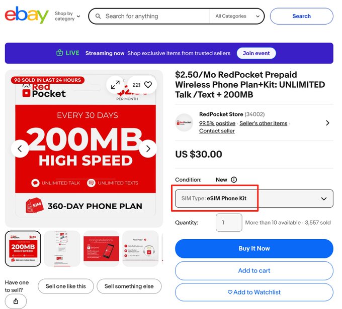 eBay 购买截图